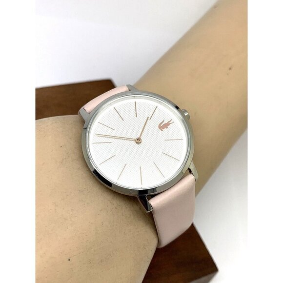 Lacoste Women\'s Watch 2001070 Moon Quartz Silver Dial Pink Leather Band … main image 9